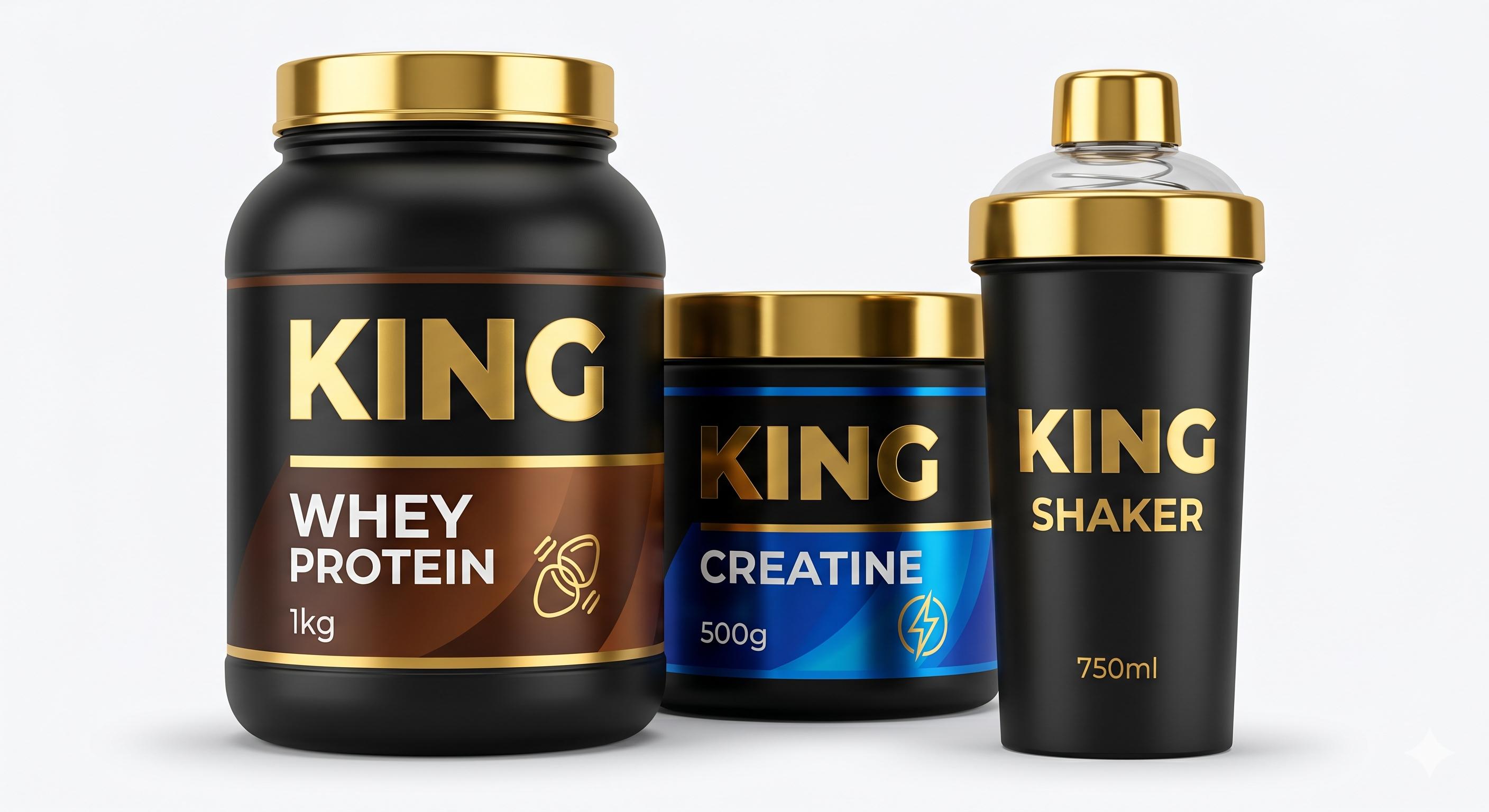 KING Beginner Stack — Whey + Creatine + Shaker